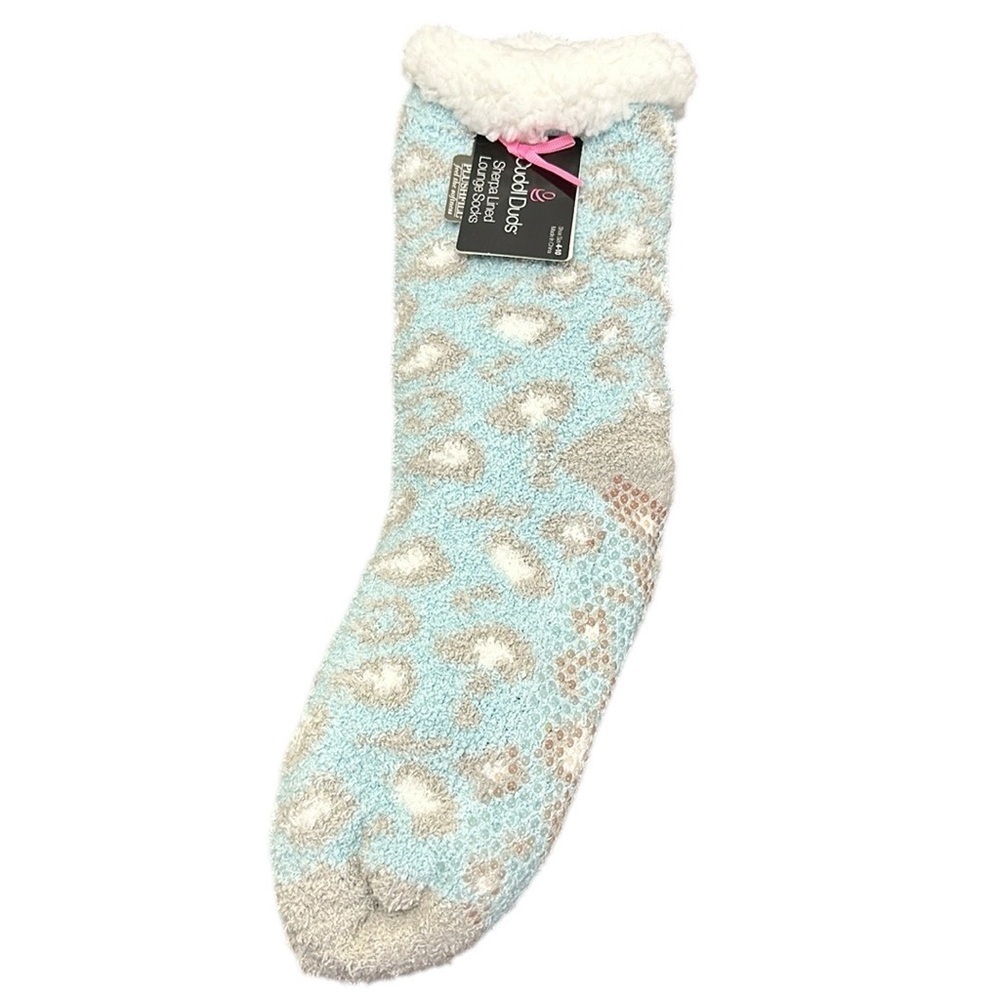 Cuddl Duds Sherpa Lined Lounge Animal Print Grippy Socks Shoe Size‎ 4-10 Soft